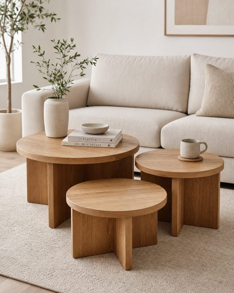 Nesting coffee tables in small living room