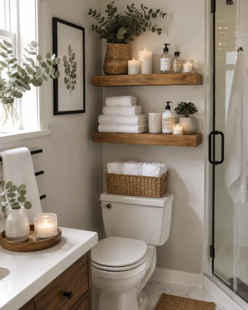 Spa inspired small bathroom organization ideas