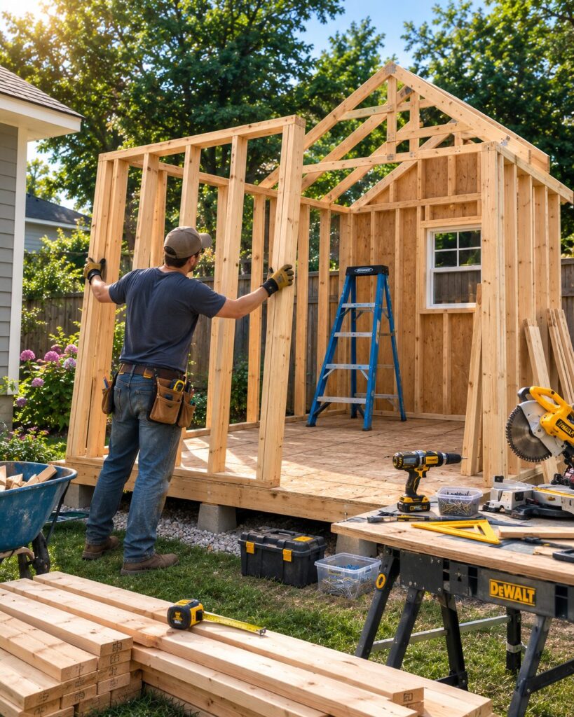 Building a DIY shed frame step by step