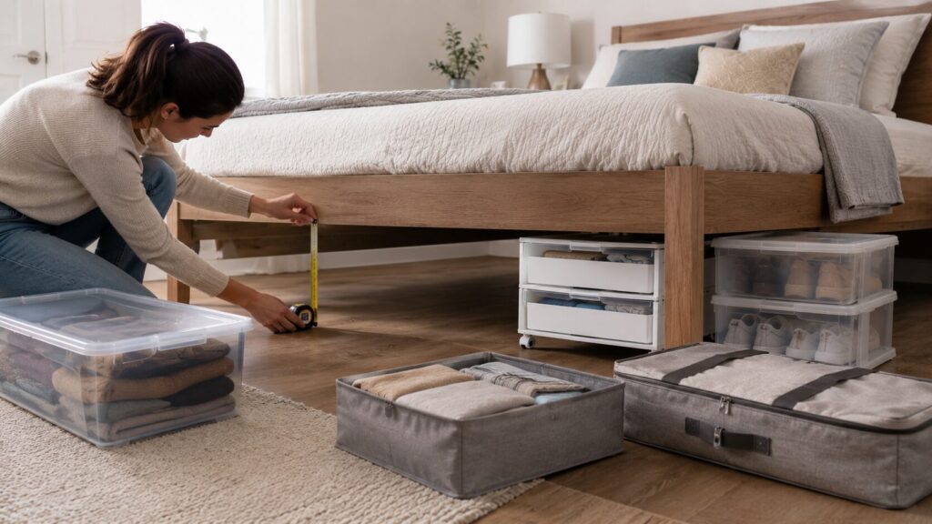 Measuring bed clearance before buying under bed storage