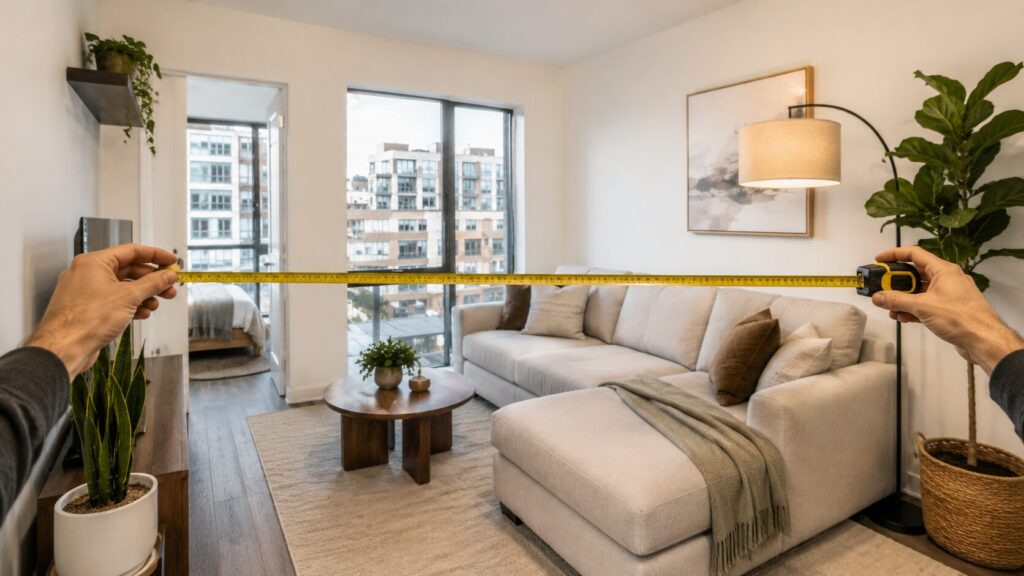 How to measure a small living room before buying a sectional sofa