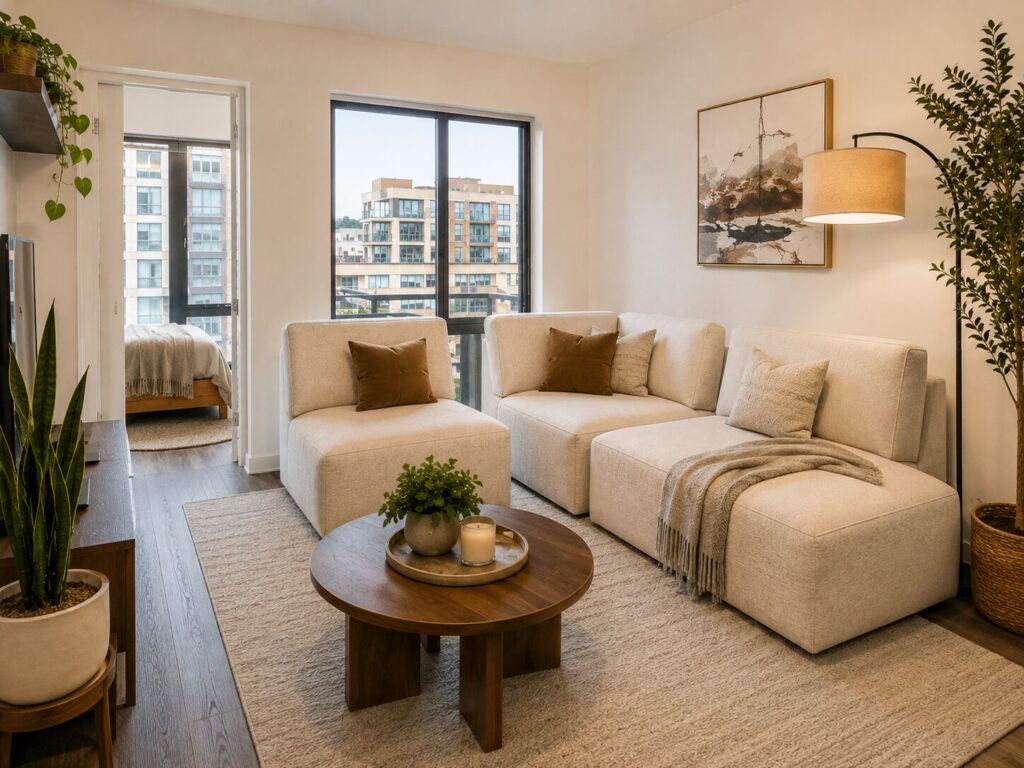 Three-piece modular sectional sofa for renters and flexible layouts